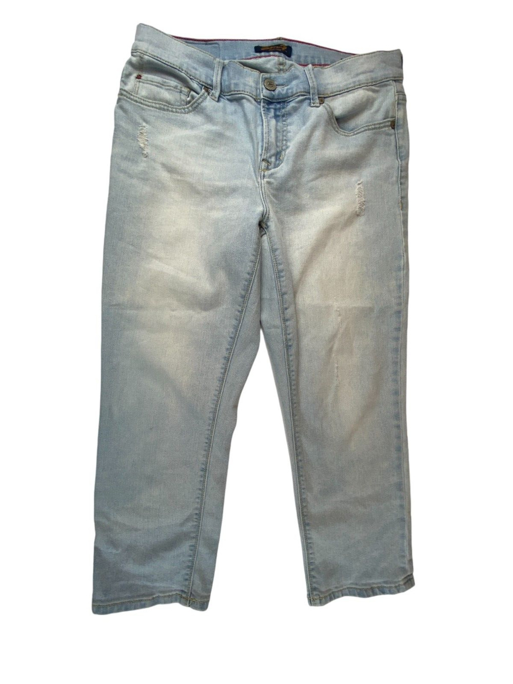 Seven 7 Womens Jeans Blue 8 Girlfriend Light Washed Relaxed Fit Cropped Mid Rise